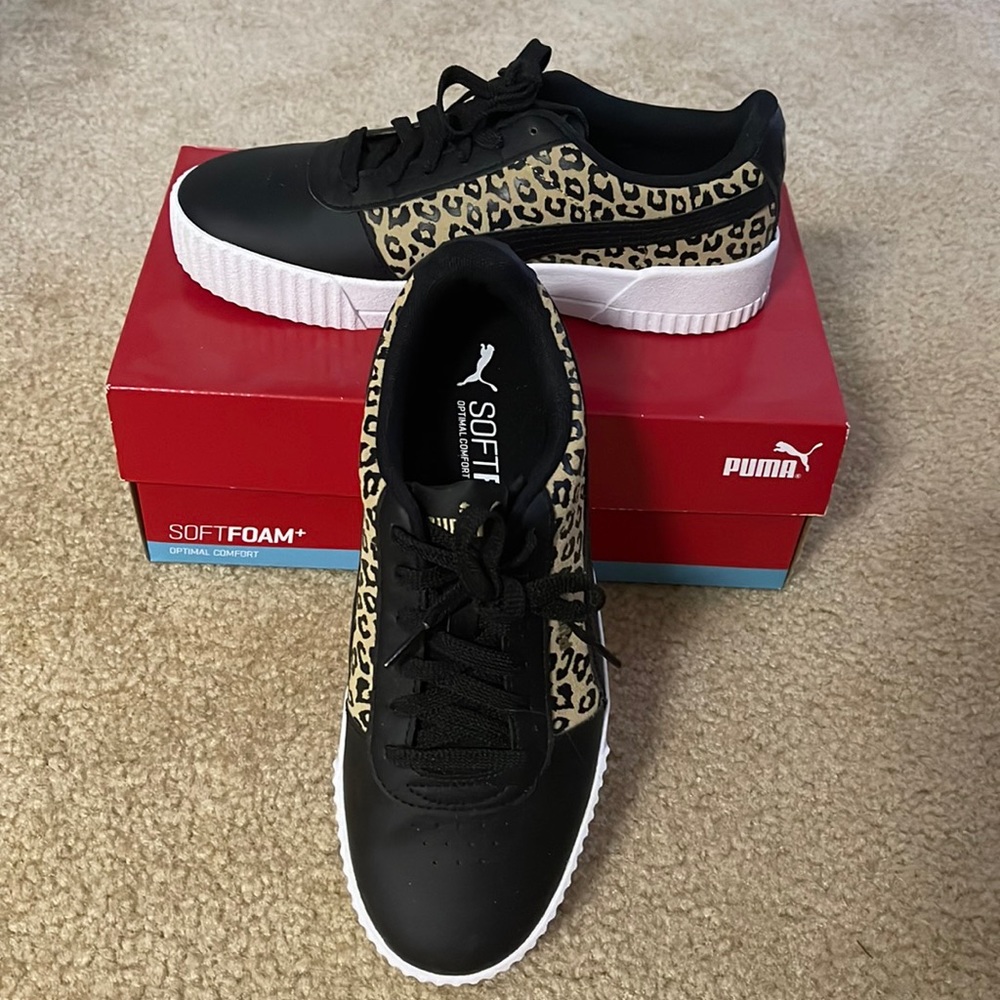 Like new black and leopard Puma sneakers